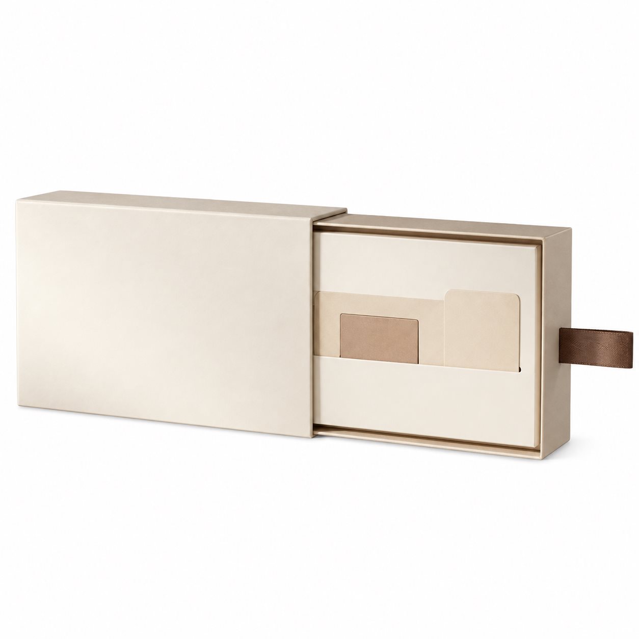 Cream drawer box style with sliding inner tray