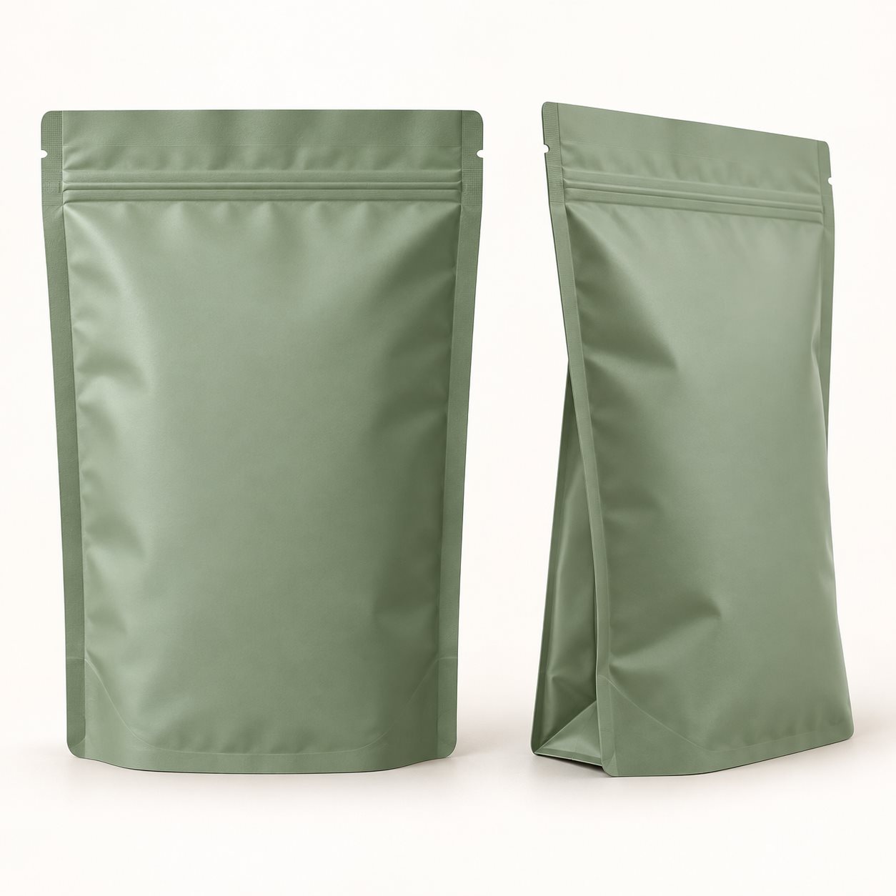 Green stand-up zipper pouch style illustration